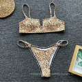 V Neck Bikini 2019 Bandage Thong Swimwear Women Sexy Leopard Push Up Two Piece Swimsuit Swimming Wear Bathing Suit